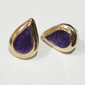 Elegant Gold and Purple Teardrop Earrings